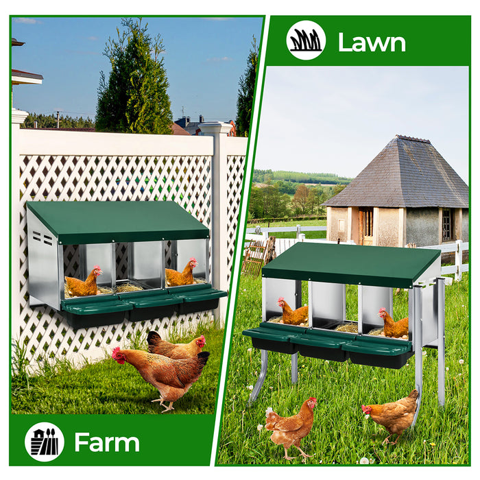 Pawz Chicken Hen Coop Hutch 3 Hole Inside Outside Roll Away Lay Egg Nesting Box