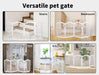 PaWz Freestanding Wooden Pet Gate Door 4 Panels White - petpawz.com.au