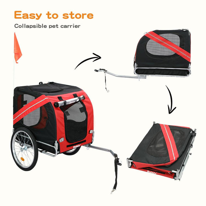 PaWz Pet Trailer Bike Foldable Pet Trailer Outdoor Cycling With Sunroof