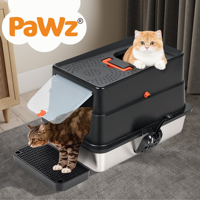 Stainless Steel Cat Litter Box Large Enclosed Removable Kitty Toilet