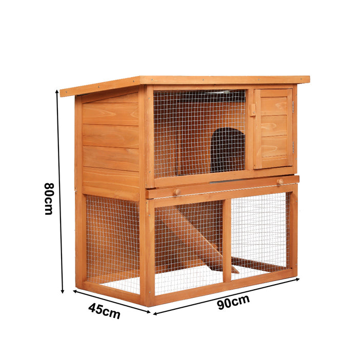 Pawz Rabbit Hutch Chicken Coop Large 2 Storey Wooden House Run Cage Outdoor