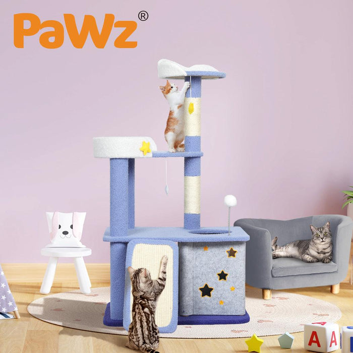 PaWz Cat Tree Post Scratching Multi-Level - Blue - petpawz.com.au