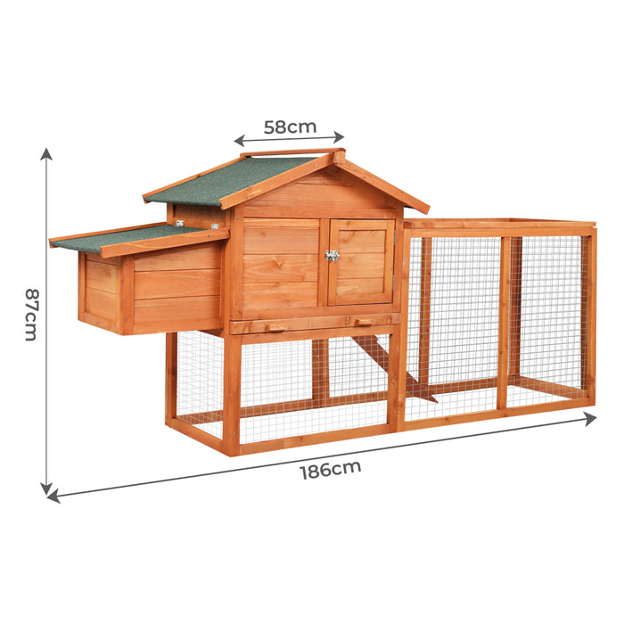 Pawz Rabbit Hutch Chicken Coop Large Wooden House Run Patio Cage Box Outdoor