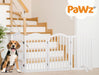 PaWz Freestanding Wooden Pet Gate Door 4 Panels White - petpawz.com.au