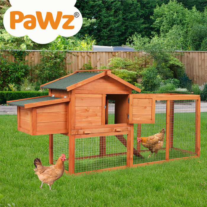 Pawz Rabbit Hutch Chicken Coop Large Wooden House Run Patio Cage Box Outdoor