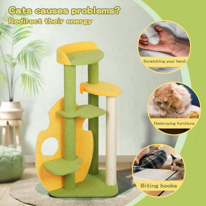 PaWz Cat Tree Two-Levels - Green 100cm - petpawz.com.au