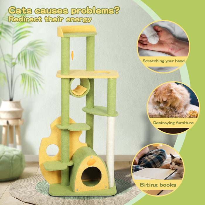 PaWz Cat Tree Scratching Post Multi-Level - Green 146cm - petpawz.com.au