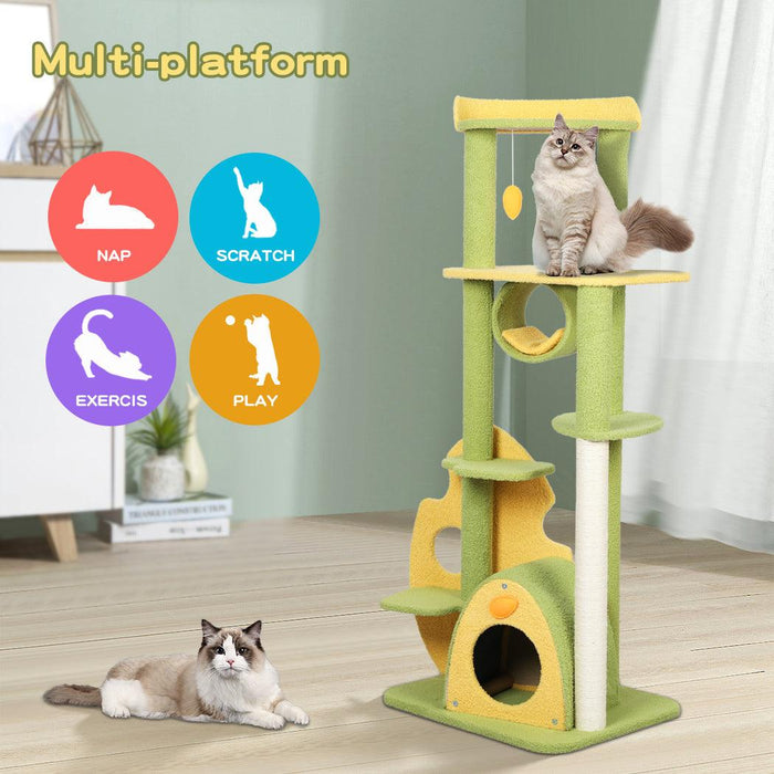 PaWz Cat Tree Scratching Post Multi-Level - Green 146cm - petpawz.com.au