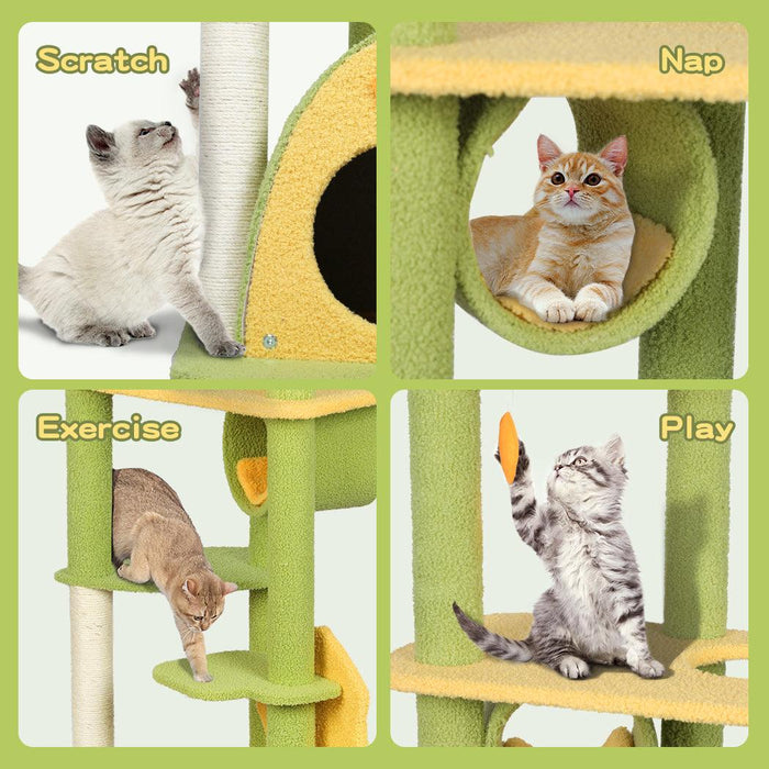 PaWz Cat Tree Scratching Post Multi-Level - Green 146cm - petpawz.com.au