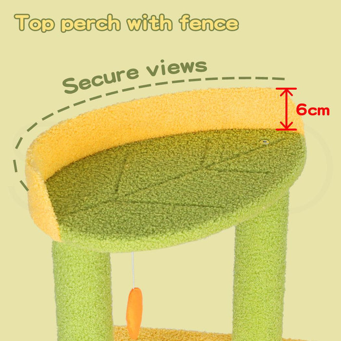 PaWz Cat Tree Two-Levels - Green 100cm - petpawz.com.au