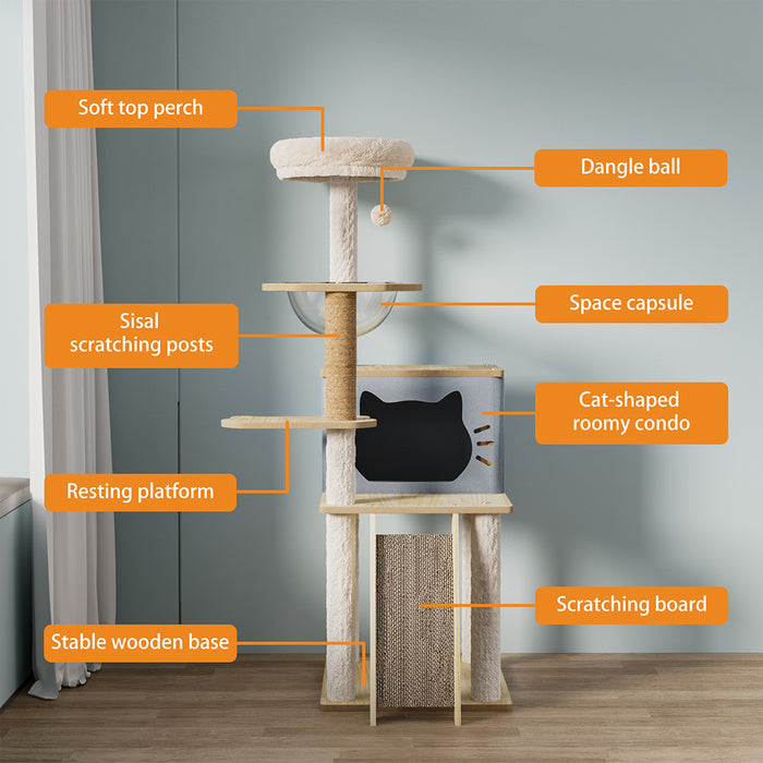 Wooden cat tree platforms 