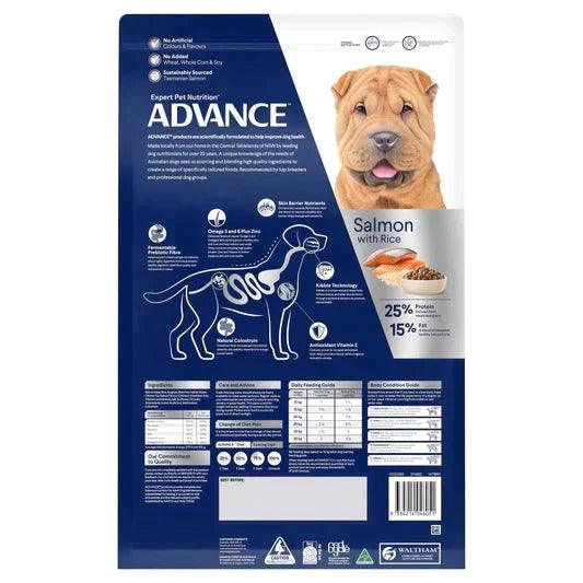 Advance Dog Adult Sensitive Skin & Digestion All Breed Salmon with Rice 13kg - petpawz.com.au