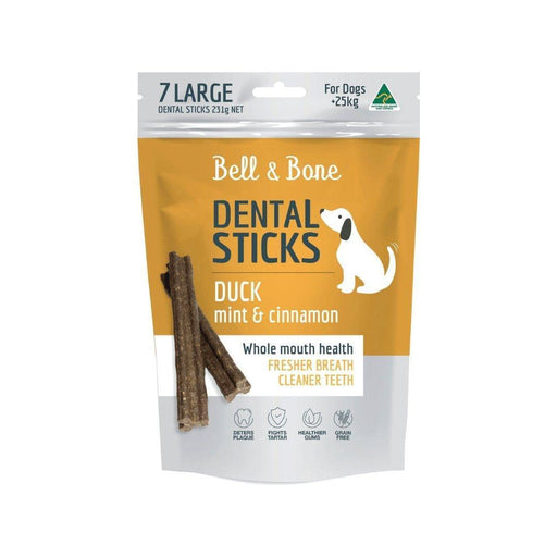 Bell and Bone Dental Stick - Duck, Mint and Cinnamon - Large ( 4 Packs / 28 sticks ) - petpawz.com.au