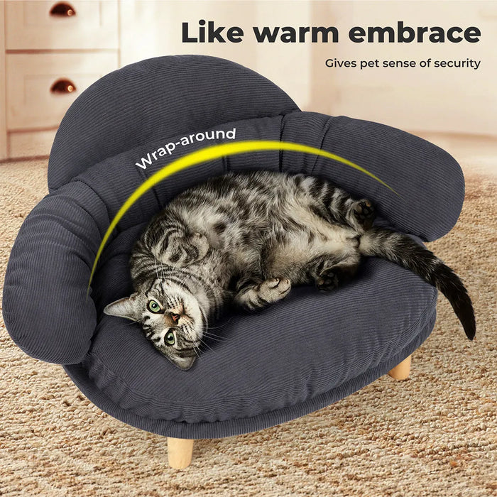 cat wrap around the backrest of pet cloud bed​
