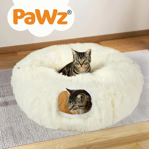 cats in side the Pawz cat tunnel bed