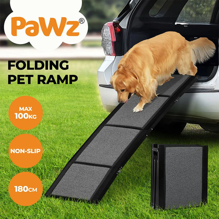 dog on the Pawz Foldable Dog Travel Ramp For SUV Cars 