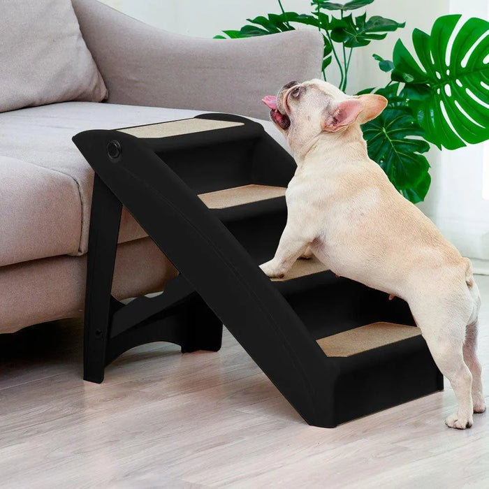 dog walking on PaWz Indoor Dog Steps for Bed 
