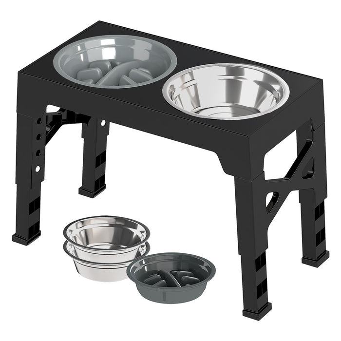Elevated Pet Feeder 3 Bowl Food Water Dog Adjustable Height Raised Stand