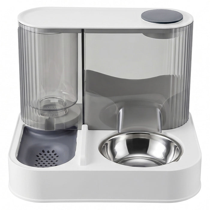 Automatic Cat Feeder Gravity Food and Water Dispenser for Home Travel White