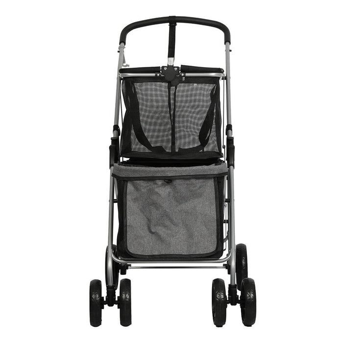 PaWz Pet Stroller 2-Tier Pram Dog Cat Carrier Foldable Large 4 Wheels Shopping
