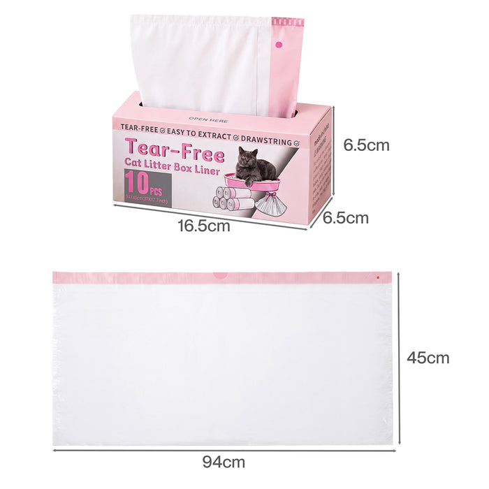 Cat Litter Bags 30 Pcs 94 x 45cm Drawstring 10kg HDPE White Pink
