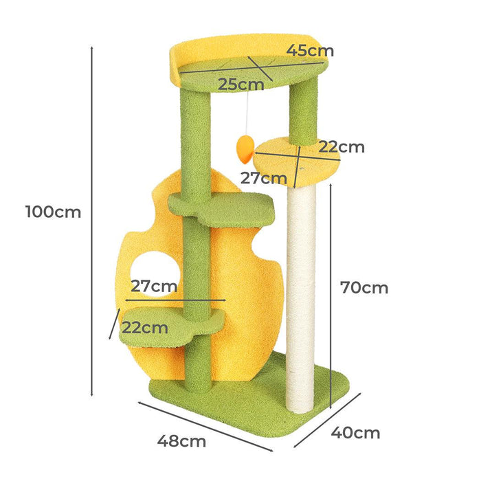 PaWz Cat Tree Two-Levels - Green 100cm - petpawz.com.au