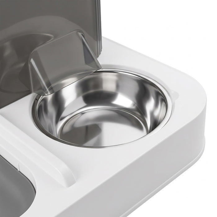 Automatic Cat Feeder Gravity Food and Water Dispenser for Home Travel White