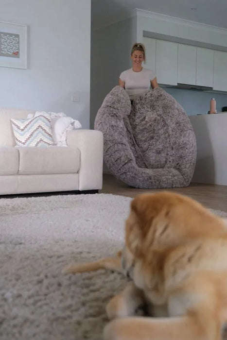 lady holded The Human Size Nap Bed 