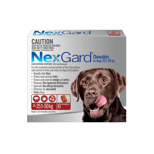 NexGard Large Dog - Red (6 Pack) - petpawz.com.au