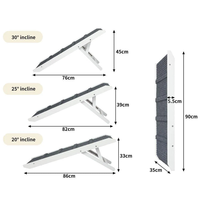 PaWz Adjustable Dog Ramp -Dimensions 