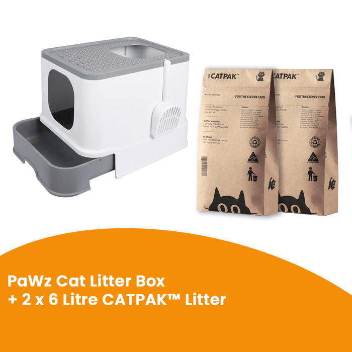 PaWz Cat Litter Box + 2 x 6 Litre CATPAK™ Litter - petpawz.com.au