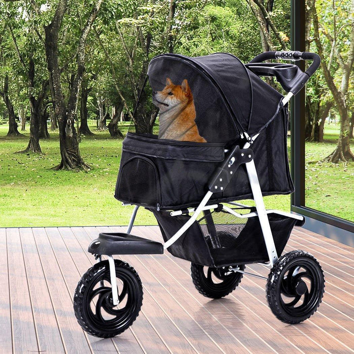 PaWz Pet Dog Stroller Pram - Black - petpawz.com.au