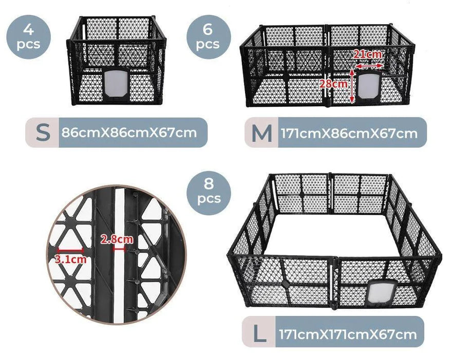 pawz-portable dog pen Sizes Dimensions 