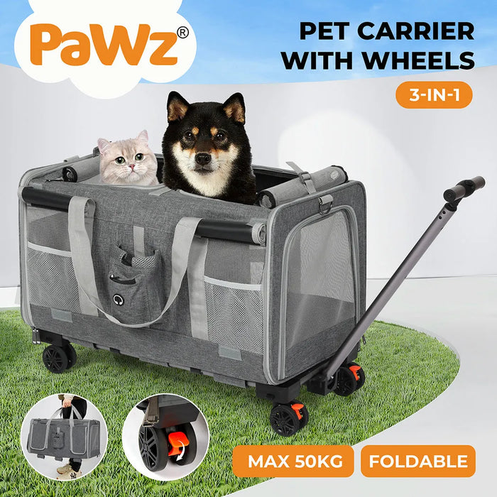  pet carrier in full view with a dog & cat inside