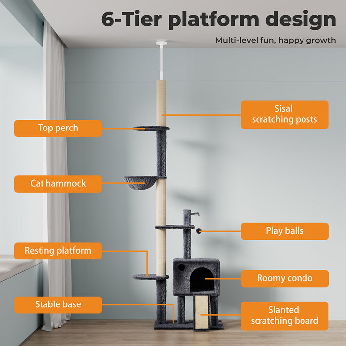tall multi-level cat tree 6 Tier Platform 