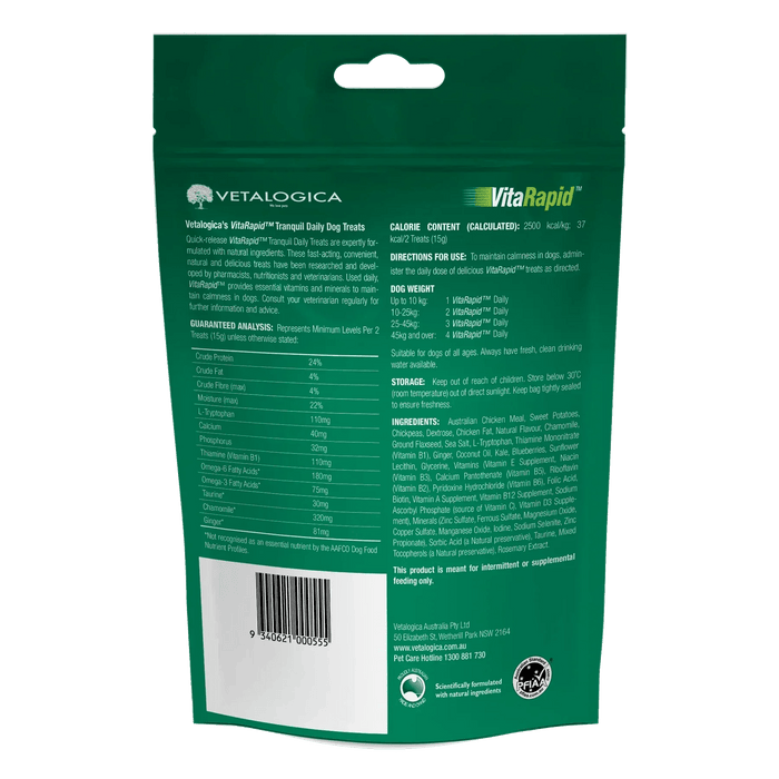 Vetalogica VitaRapid Tranquil Treats for Dogs 210gm - petpawz.com.au