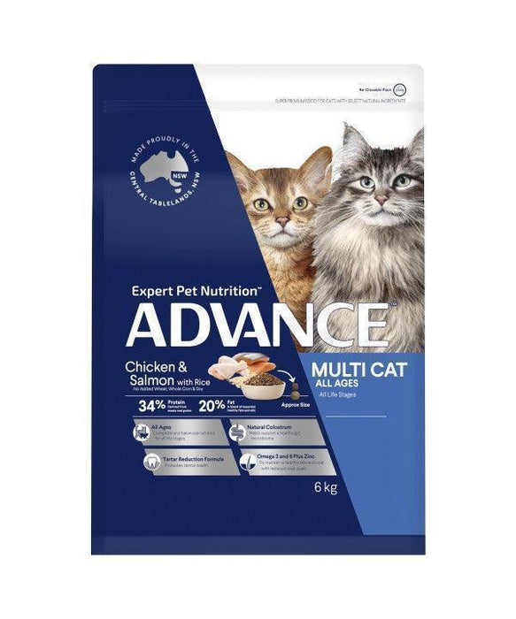 Advance Cat Adult Multi-Cat All Ages 6kg + PaWz Smart Container Bundle